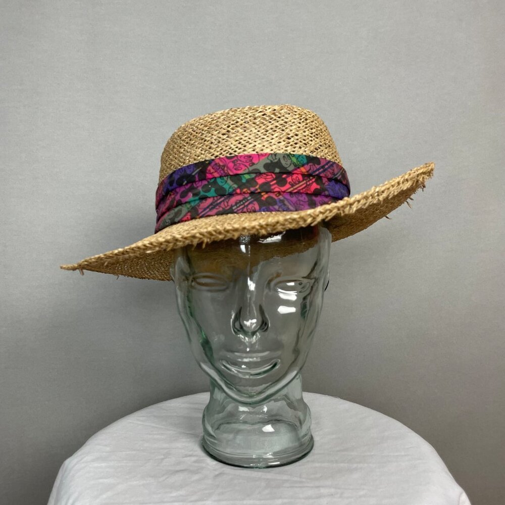 Vintage Disney Straw Hat Goofy’s Hat Co Mickey Mouse Ribbon Colorful